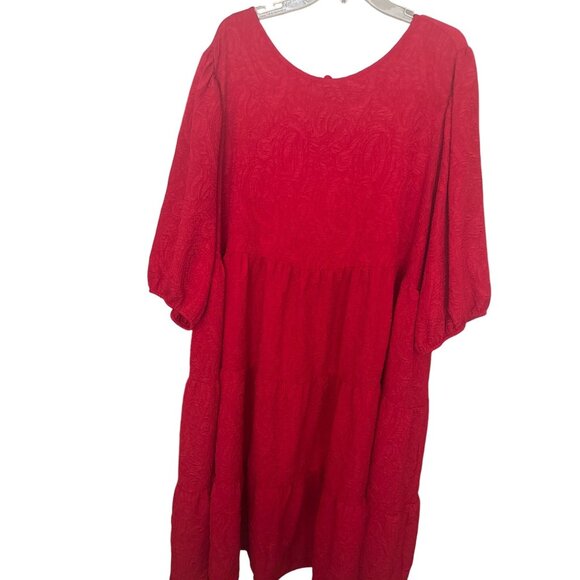 Women’s Plus Size Dress Red Layered Tiered 4X Ava & Viv 3/4 Sleeve Balloon VGC - Picture 6 of 13